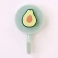 Cute avocado adhesive wall hook, green plastic key holder for dorm room and home organization. - Resin Style - Avocado