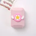 Etui de lentilles de contact dessin animé rose portable double boîte rangement magique - Modèle en Caoutchouc Souple / Grandes Ailes Base Rose