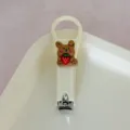 Cute cream nail clipper with 3D cartoon bear and strawberry, portable stainless steel manicure tool - Cream Style - Strawberry Bunny