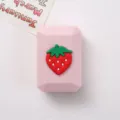 Etui de lentilles de contact rose fraise mignonne mini boîte double portable variante. - Modèle en Caoutchouc Souple / Fraise Rose