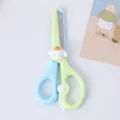 Cute cartoon safety craft scissors for kids, DIY art stationery paper cutting tool with puppy decor. - White Ear Dog