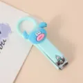 Süßer Cartoon Klapp-Nagelknipser für Kinder, tragbares Maniküre-Werkzeug mit Spritzschutz. - Puppe mit blauen Haaren