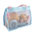 Kids beach toy mesh bag set with zipper and handles, breathable storage bag for outdoor play. - Blue