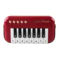 Portable mini electronic piano toy for kids, retro red design with musical keys and notes. - Red