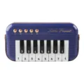 Portable mini piano toy for kids, retro blue design with keys, early educational musical toy. - Blue