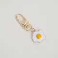 Cute fried egg metal keychain bag charm, stylish gold clasp keyring accessory for daily use. - Hook Style - Egg