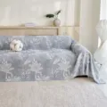 Grey palm leaf three-layer gauze sofa blanket, breathable universal cover for home living room. - 115*70 (Baby Blanket) / Dark Gray