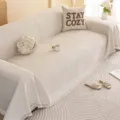 Funda de sofá de chenilla beige con diseño de hojas, suave y duradera variante. - Blanco Roto