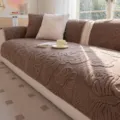 Elegante funda de sofá de felpa jacquard, cojín protector antideslizante para la sala. - Marrón Oscuro