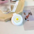 Cute portable folding hair brush with mirror, mini travel air cushion massage comb variant. - Egg