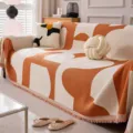 Minimalist geometric sofa cover knitted tassel blanket couch protector home decor living room - Mika Cover A-Orange / 180x90cm (Small Blanket)