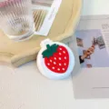 Portable folding hair comb with mirror, cute strawberry design variant, compact for daily use. - Strawberry