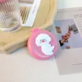 Cute portable folding pocket hair brush with mirror, pink air cushion massage comb for daily use. - Dog