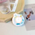 Portable Foldable Makeup Mirror and Hair Comb, Cute White Compact Design with Clock Pattern - Dinosaur