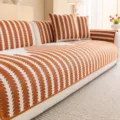 Chenille striped sofa cover variant with cushion, non-slip living room couch protector - 90*90cm / Orange