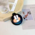 Portable folding air cushion comb with mirror, cute black pocket hair brush for daily use. - Black Rabbit