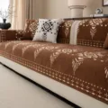 Housse de canapé en chenille style rétro bohème imprimé géométrique protecteur de meuble. - Housse de coussin décoratif / 45x45cm / Café Foncé