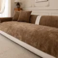 Thickened Chenille Sofa Cover Brown Textured Cushion All Season Home Decor Slipcover - Pillowcase (45x45cm) / Brown