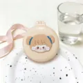 Portable folding air cushion hair brush with makeup mirror, cute cartoon girl design variant. - Beige Bun Head Girl