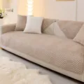 Plush sofa cushion cover solid color chevron pattern living room home decor slipcover - 70x70cm / Khaki