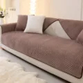 Plush sofa cover one-piece non-slip living room couch cushion protector warm brown chevron. - 70x70cm / Brown