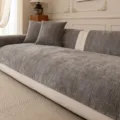 Thickened chenille sofa cushion cover, minimalist grey textured seat cover for four seasons. - Pillowcase (45x45cm) / Light Gray