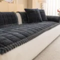 Thickened plush sofa cushion cover in dark grey, warm and anti-scratch for living room decor. - 70*240cm / Dark Gray