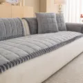Thickened quilted gray sofa cover, cozy living room sofa cushion protector with elegant ruffle. - 70*240cm / Light Gray