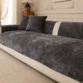 Thickened chenille sofa cushion minimalist textured sofa cover protector for living room decor - Pillowcase (45x45cm) / Dark Gray