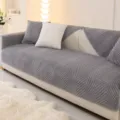 Grijze chevron pluche bankhoes universele woonkamer couch kussen beschermer zacht comfort - donkergrijs