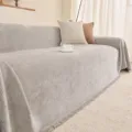 Grey herringbone tassel sofa cover, textured couch blanket protector for living room decor. - 180*300 (Large Double) / Light Gray
