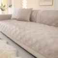 Beige plüschige gesteppte Sofabezug Matte mit Rautenmuster für gemütliche Wohnzimmer Einrichtung. - Geman-Stil / 70x70 (Geeignet für Armlehne/Rückenlehne) / Hellkaffee