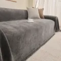 Dark grey herringbone tassel sofa cover, textured throw blanket for living room protection. - 180*300 (Large Double) / Dark Gray