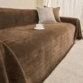 Brown herringbone sofa cover with fringe, soft textured throw blanket for living room decor. - 180*130 (Small Single) / Dark Coffee