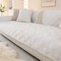Minimalistischer einfarbiger Ultraschall Kurzplüsch Sofabezug, rutschfeste Sofamatte - Geman-Stil / 70x70cm / Gebrochenes Weiß