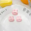 Cute pink resin rabbit charms, DIY cabochons for phone case decoration and handmade crafts. - Big-Faced Rabbit