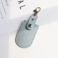 Estuche de llaves de cuero PU tarjetero de control de acceso con cierre metálico liso - Rectángulo Azul