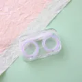 Custodia per lenti a contatto trasparente scatola doppia portatile con anello viola viaggio - Minimalista Viola