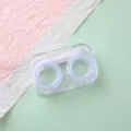 Custodia per lenti a contatto trasparente scatola doppia portatile stile cartoon carino. - Minimalista - Blu