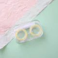 Scatola per lenti a contatto trasparente doppia scatola portatile con strumento SKU - Stile Semplice - Giallo