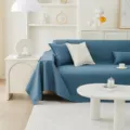Housse de canapé minimaliste française bleue unie, protège-canapé en tissu pour le salon. - Bleu