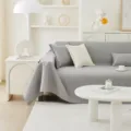 Fundas de sofá de felpa teddy gris estilo francés minimalista variante para sala de estar. - Jimmy - Gris claro / 190*130
