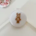 Portable foldable air cushion hair comb with cute brown rabbit mirror for daily use - Bowknot Rabbit / Cream