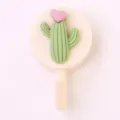 Cute cactus wall hook with pink heart decor, punch-free sticky key holder for dorm room. - Resin Model - Cactus