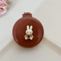 Portable folding air cushion comb with cute rabbit design, mini compact mirror brush. - Heart Bunny / Milk Coffee