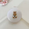 Portable Foldable Air Cushion Hairbrush with Mirror, Cute Brown Rabbit Variant, White Case - Heart Bunny / Cream