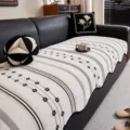 Nordisch minimalistisch Sofakissen atmungsaktiv gestreift Couchbezug rutschfest Schutz - 70x70 / Weiß