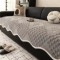 Grey plush thick non-slip sofa cover blanket for living room home decor variant - Scalloped Irregular Style / 70*70 / Gray
