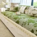 European style high density chenille sofa cover non slip green floral couch cushion blanket - 70*70 / Green