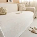 Sommer Chenille gestreifte Sofabezug minimalistisch einfarbig hautfreundlich Sofaschoner. - 180x130cm / Gebrochenes Weiß